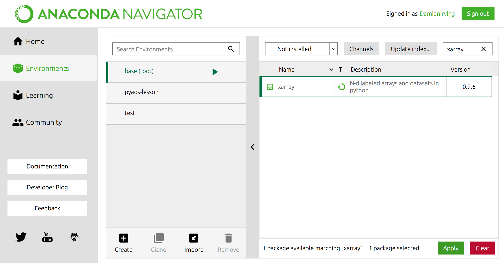 Anaconda Navigator xarray search